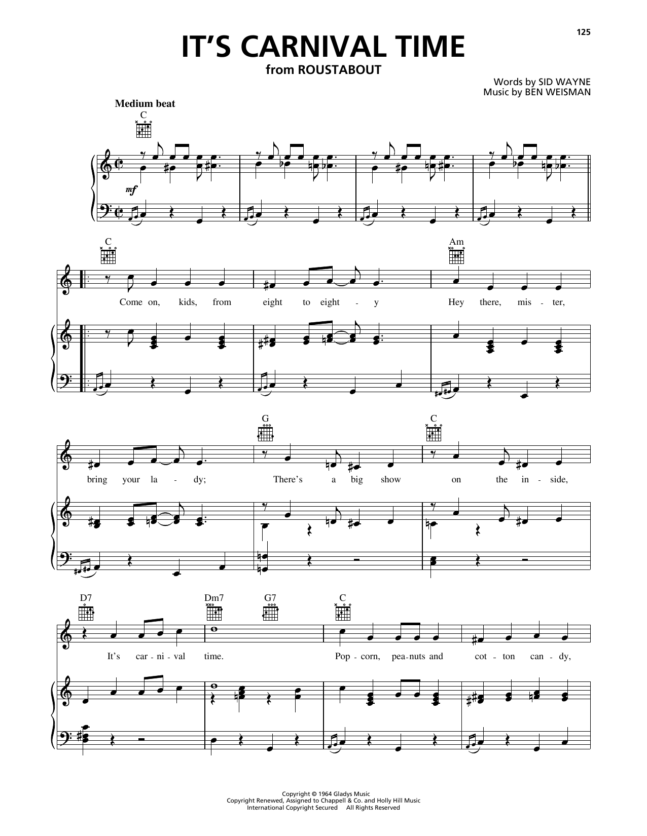 Learn to play Elvis Presley It's Carnival Time sheet music for Piano, Vocal & Guitar Chords (Right-Hand Melody) in minutes. Price: 7.8900$ Elvis Presley It's Carnival Time sheet music notes and chords arranged for Piano, Vocal & Guitar Chords (Right-Hand Melody)