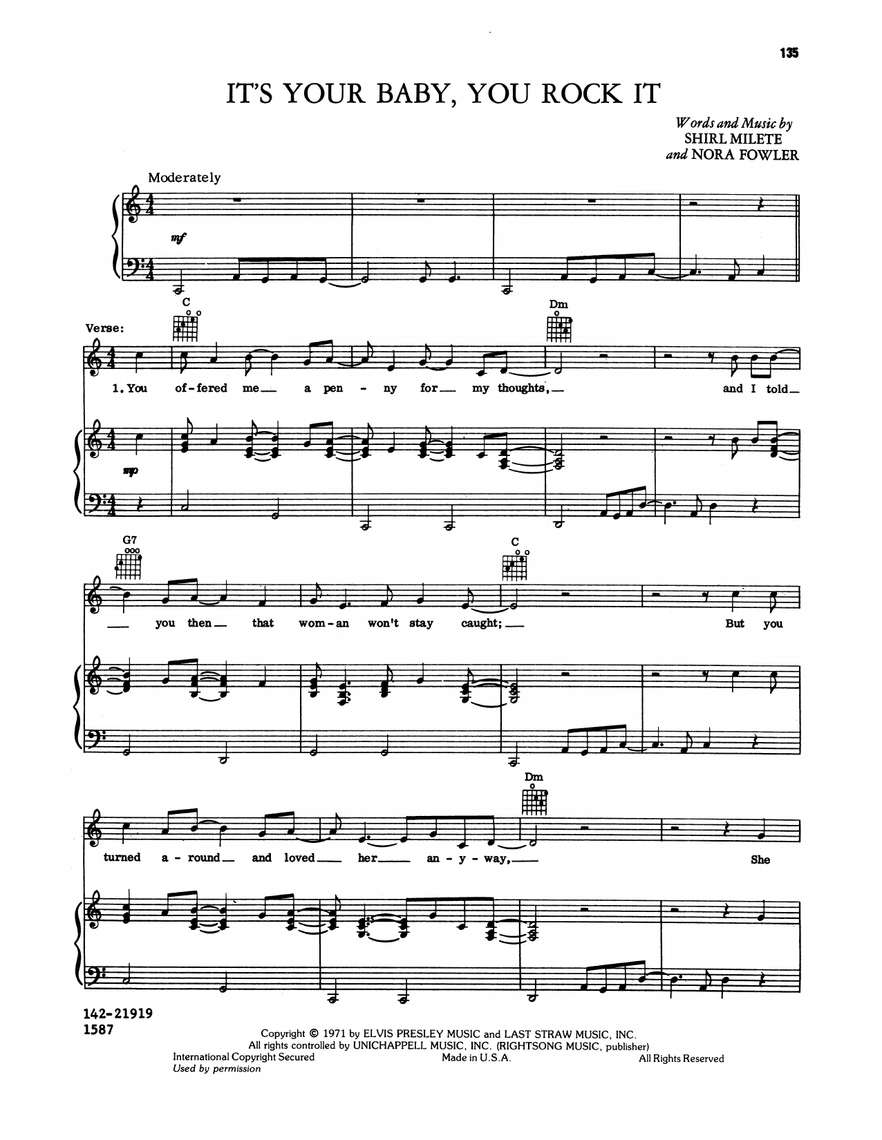 Learn to play Elvis Presley It's Your Baby You Rock It sheet music for Piano, Vocal & Guitar Chords (Right-Hand Melody) in minutes. Price: 7.8900$ Elvis Presley It's Your Baby You Rock It sheet music notes and chords arranged for Piano, Vocal & Guitar Chords (Right-Hand Melody)