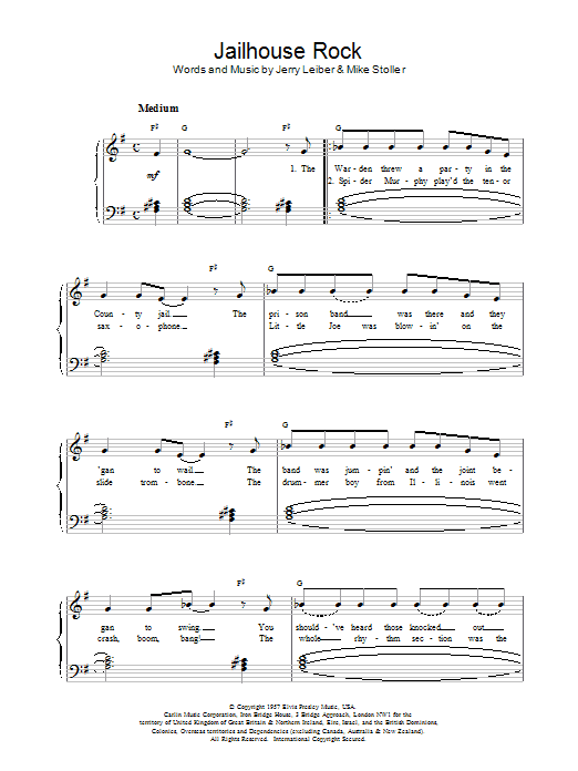 Elvis Presley Jailhouse Rock sheet music notes and chords arranged for Guitar Tab