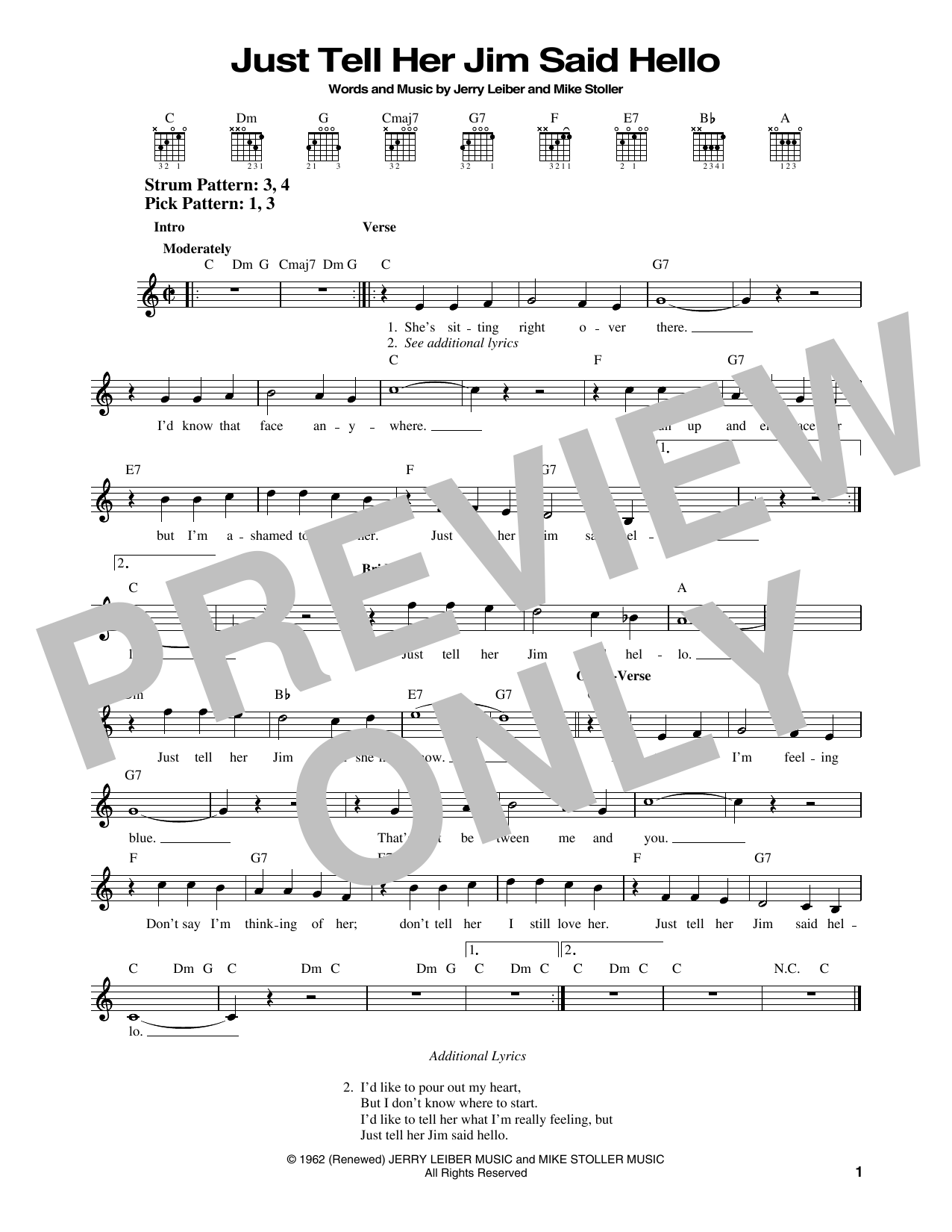 Elvis Presley Just Tell Her Jim Said Hello sheet music notes and chords. Download Printable PDF.