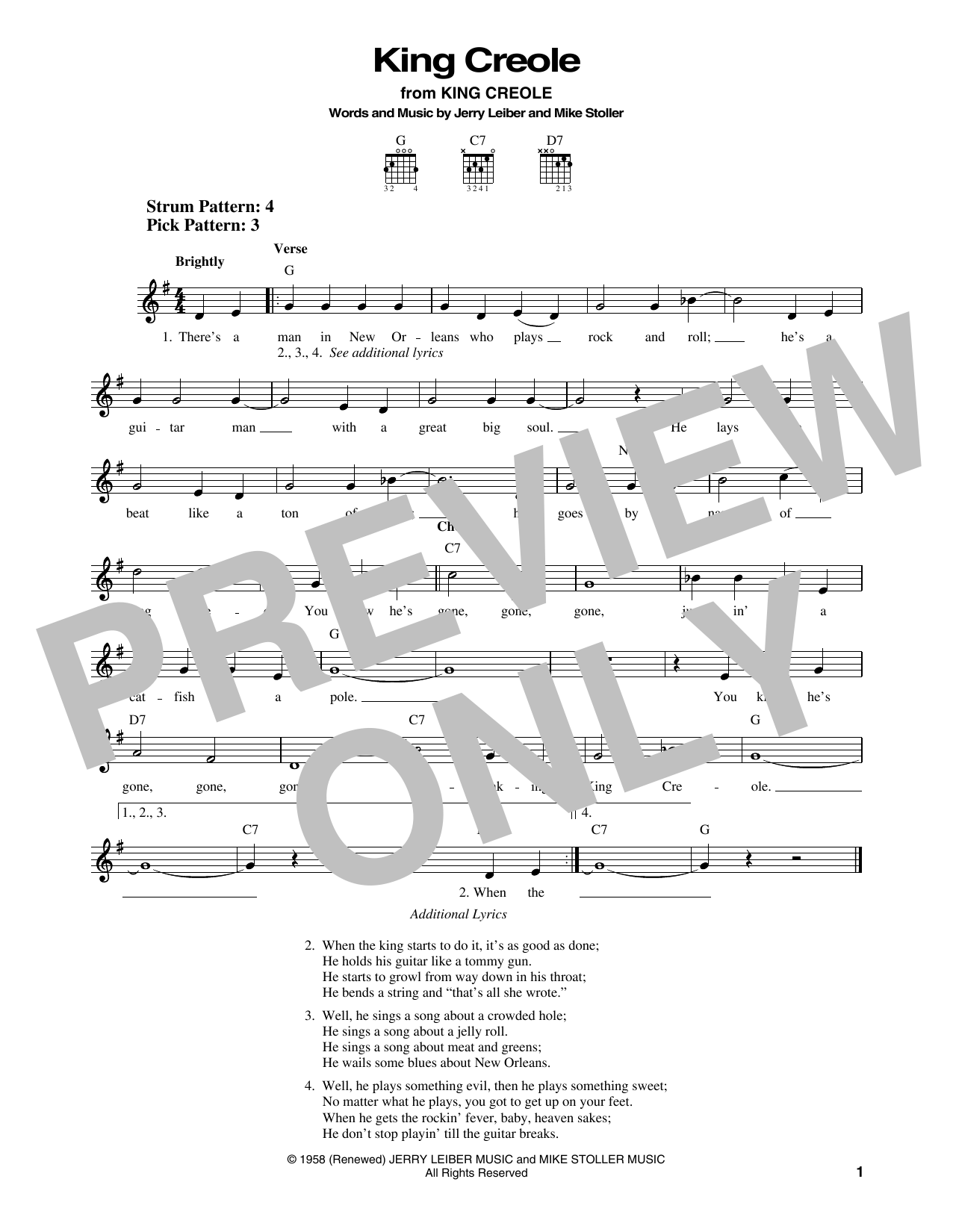 Elvis Presley King Creole sheet music notes and chords. Download Printable PDF.