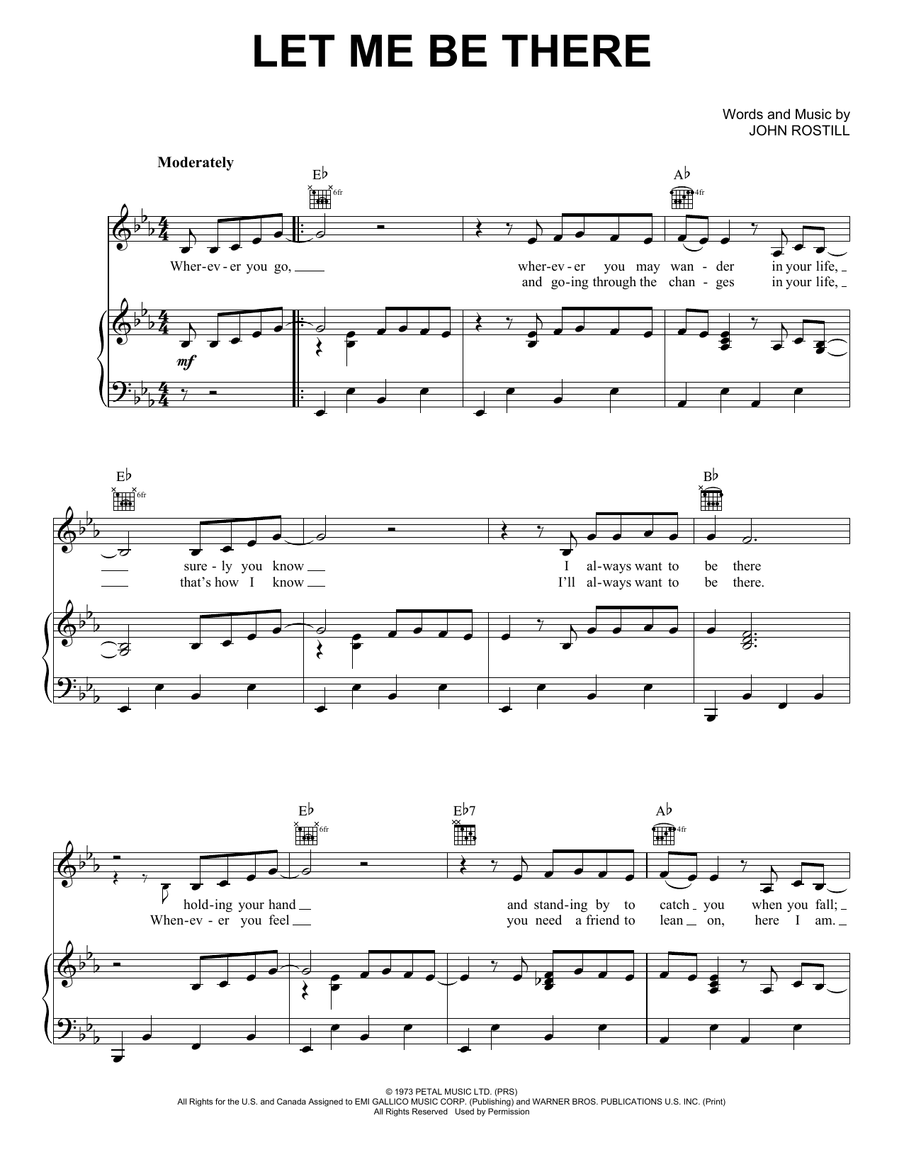 Elvis Presley Let Me Be There sheet music notes and chords. Download Printable PDF.