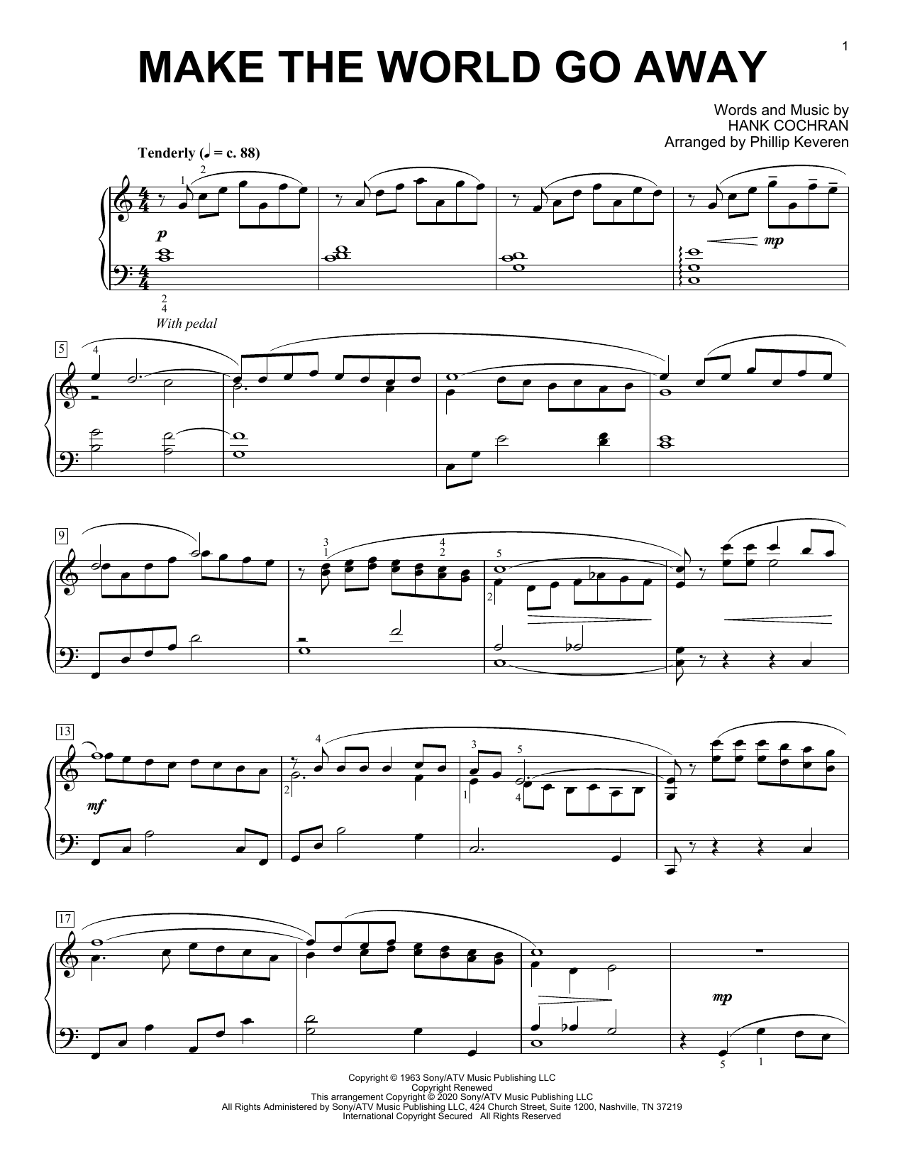 Elvis Presley Make The World Go Away [Classical version] (arr. Phillip Keveren) sheet music notes and chords. Download Printable PDF.