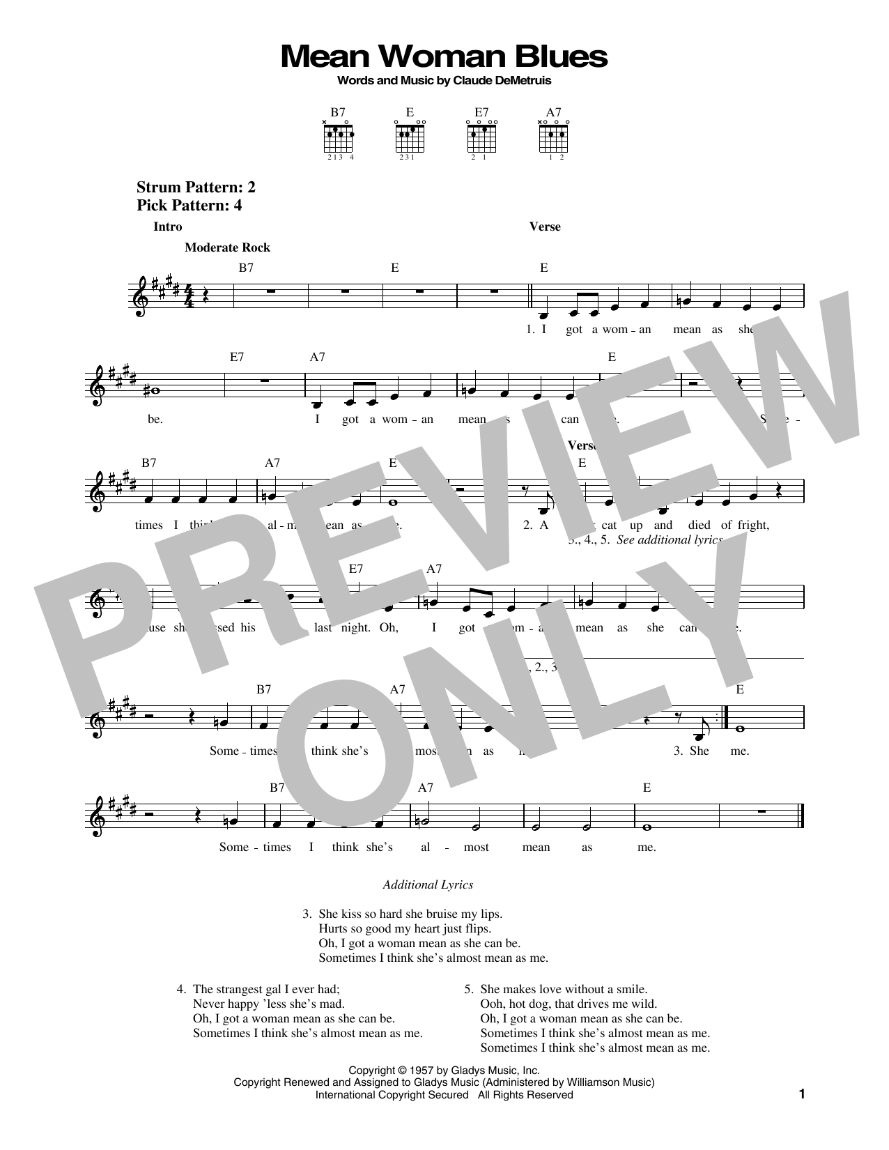 Elvis Presley Mean Woman Blues sheet music notes and chords. Download Printable PDF.