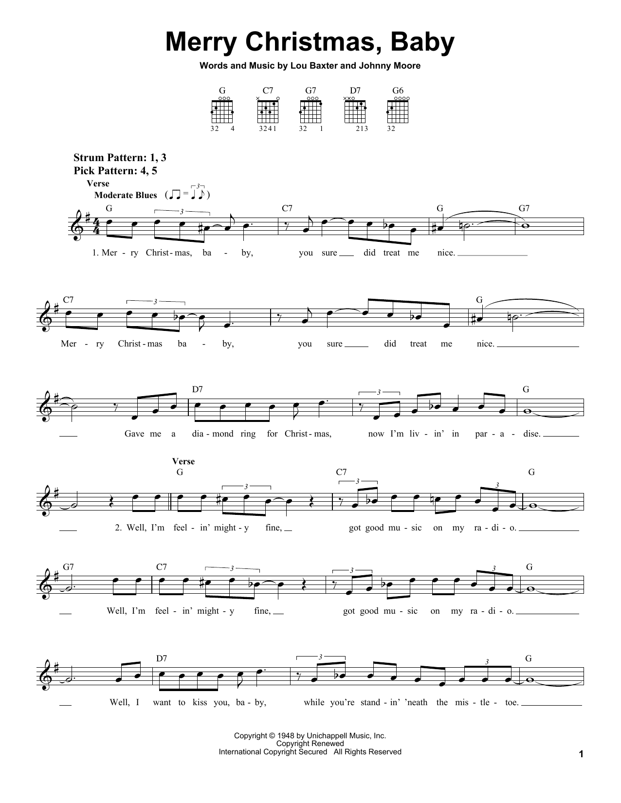 Elvis Presley Merry Christmas, Baby sheet music notes and chords. Download Printable PDF.