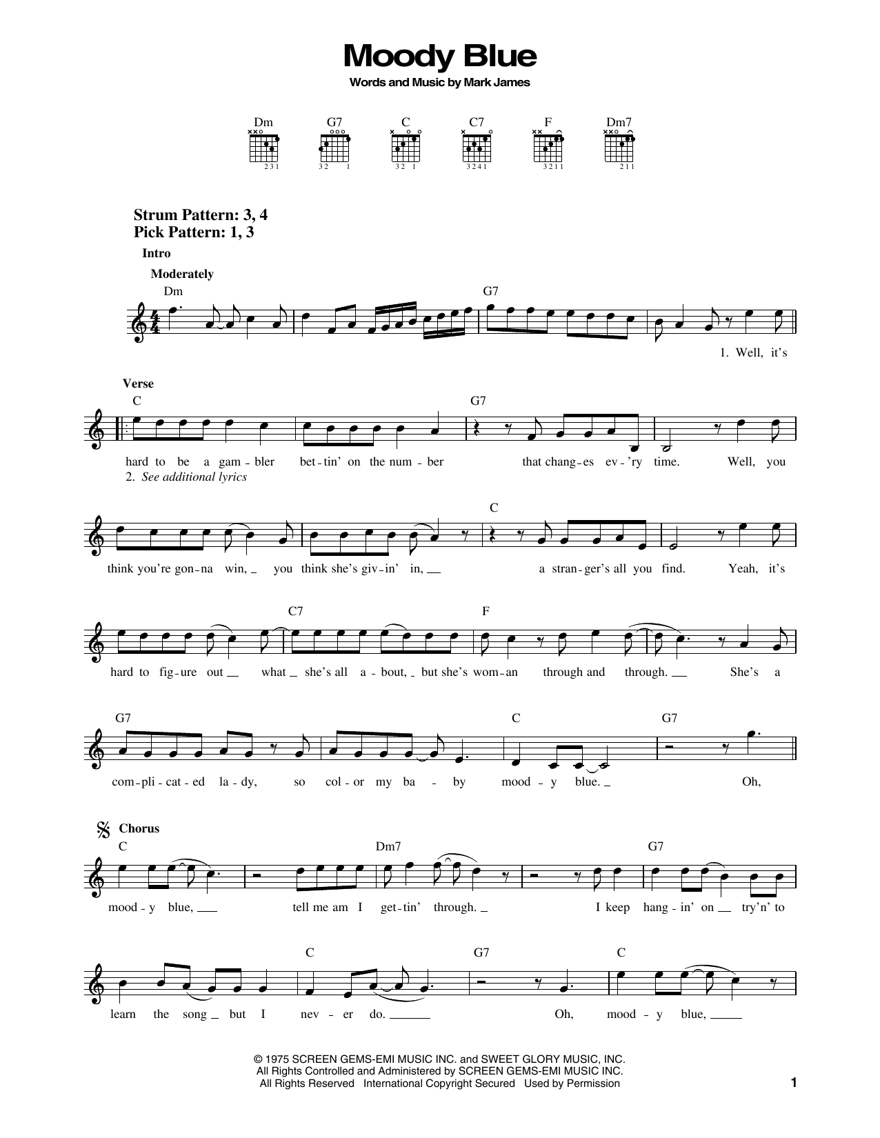 Elvis Presley Moody Blue sheet music notes and chords. Download Printable PDF.