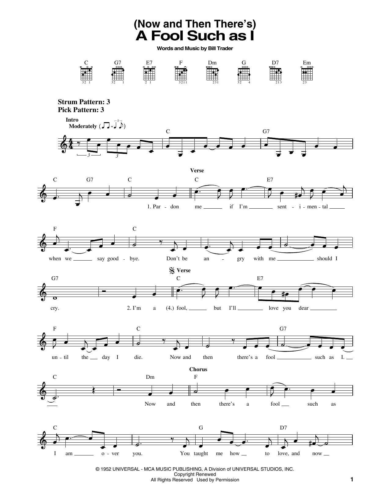 Elvis Presley (Now And Then There's) A Fool Such As I sheet music notes and chords. Download Printable PDF.