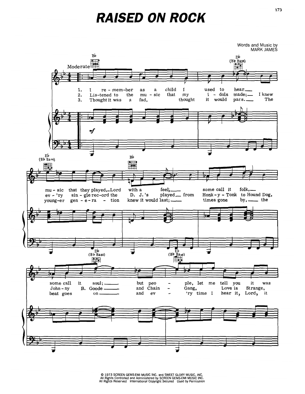 Elvis Presley Raised On Rock sheet music notes and chords arranged for Piano, Vocal & Guitar Chords (Right-Hand Melody)