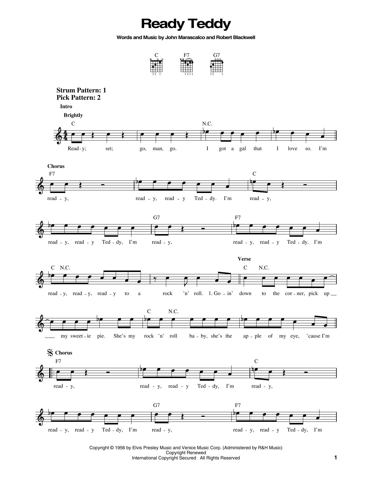 Elvis Presley Ready Teddy sheet music notes and chords. Download Printable PDF.