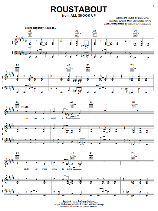 Elvis Presley Roustabout sheet music notes and chords. Download Printable PDF.