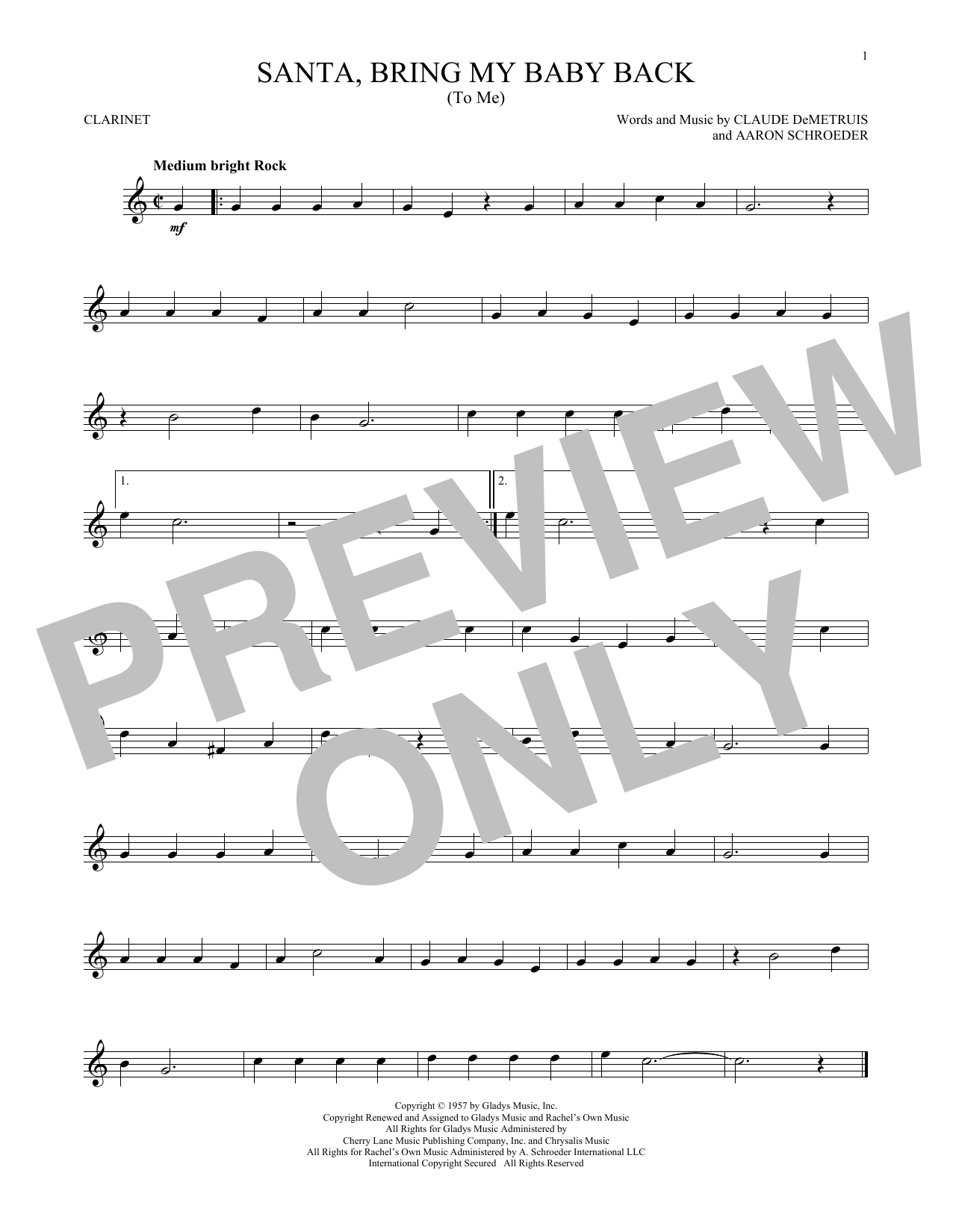 Elvis Presley Santa, Bring My Baby Back (To Me) sheet music notes and chords. Download Printable PDF.