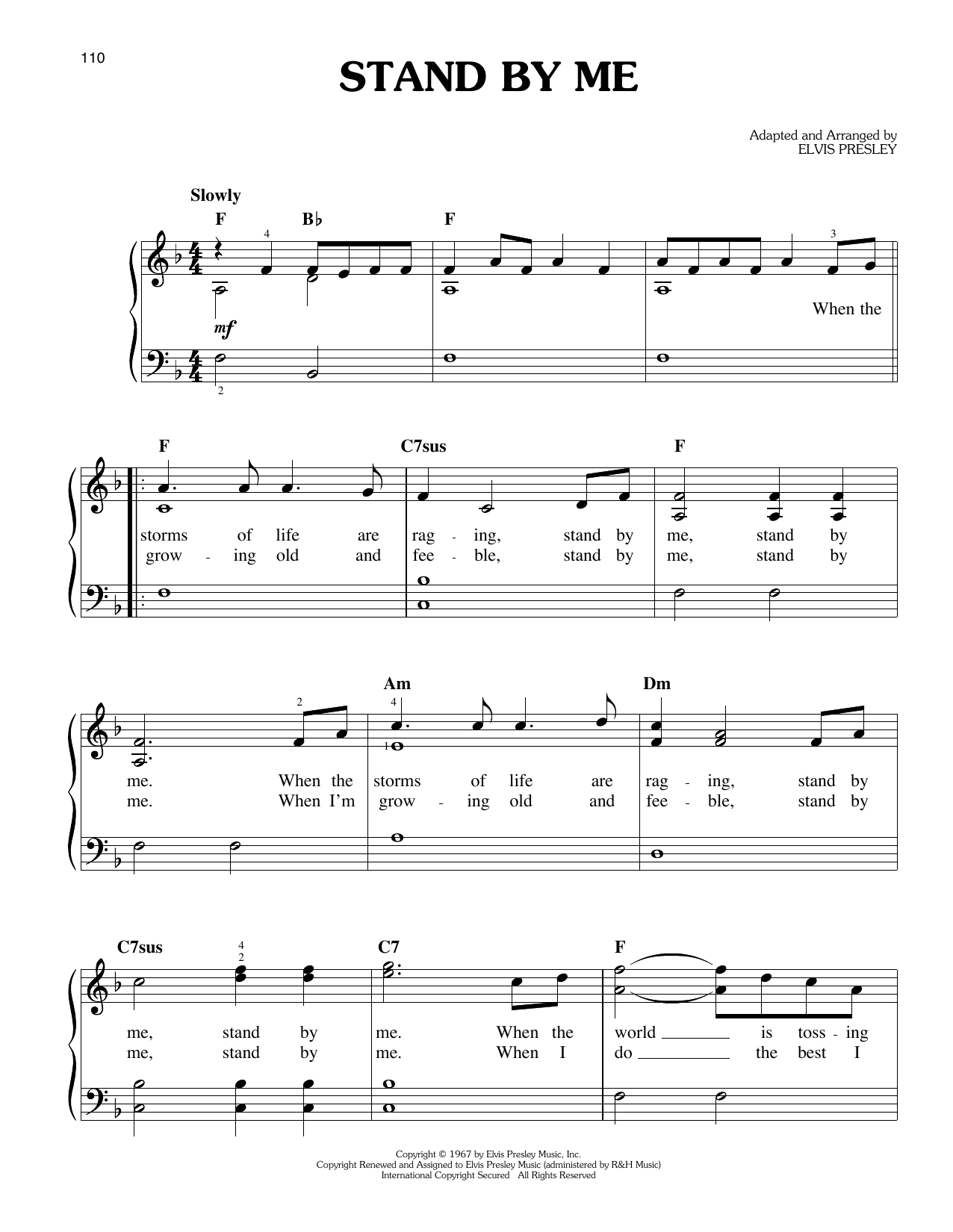 Learn to play Elvis Presley Stand By Me sheet music for Easy Piano in minutes. Price: 6.9900$ Elvis Presley Stand By Me sheet music notes and chords arranged for Easy Piano