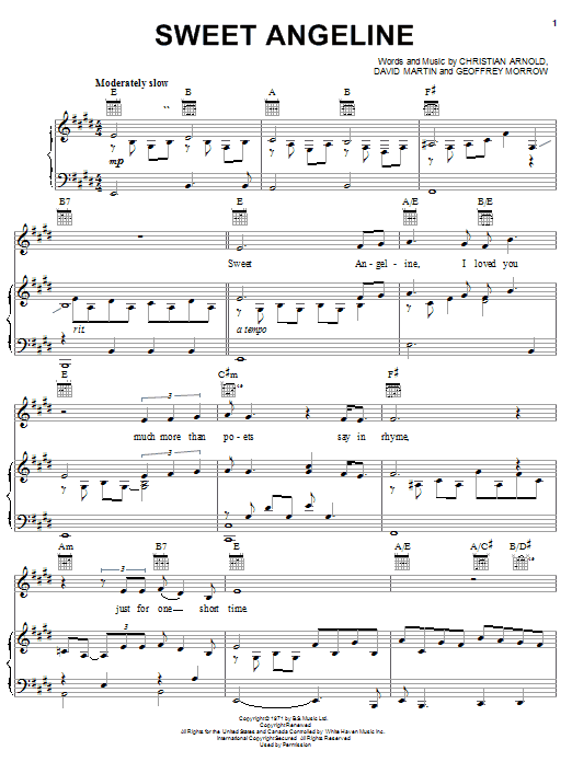 Elvis Presley Sweet Angeline sheet music notes and chords arranged for Piano, Vocal & Guitar Chords (Right-Hand Melody)