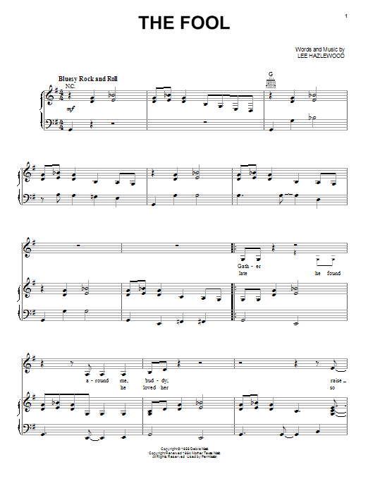 Elvis Presley The Fool sheet music notes and chords arranged for Piano, Vocal & Guitar Chords (Right-Hand Melody)