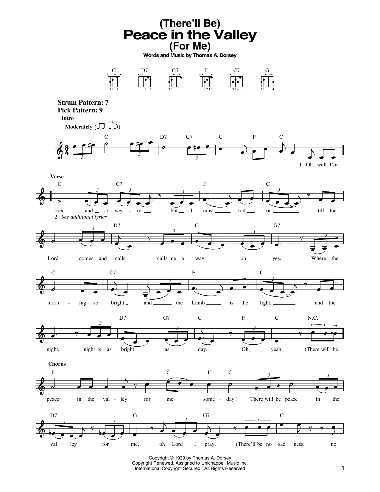 Elvis Presley There Will Be Peace In The Valley For Me sheet music notes and chords. Download Printable PDF.