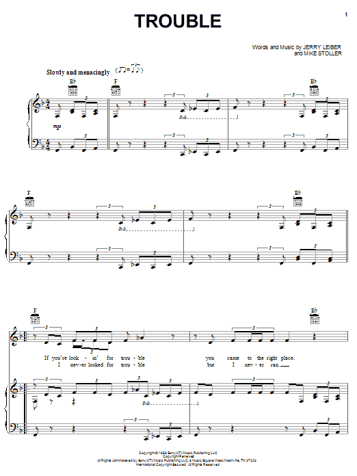 Elvis Presley Trouble sheet music notes and chords. Download Printable PDF.