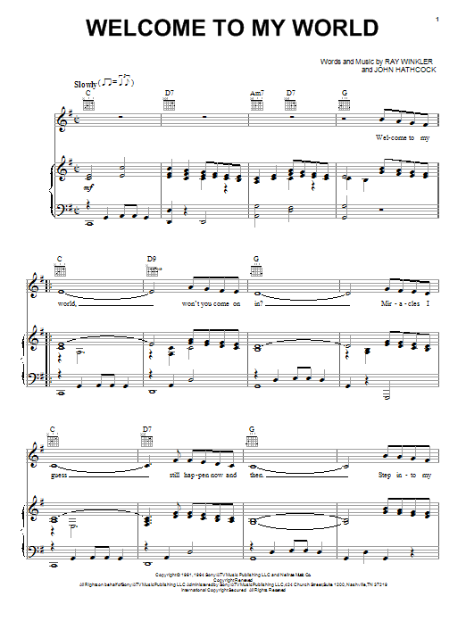 Elvis Presley Welcome To My World sheet music notes and chords. Download Printable PDF.