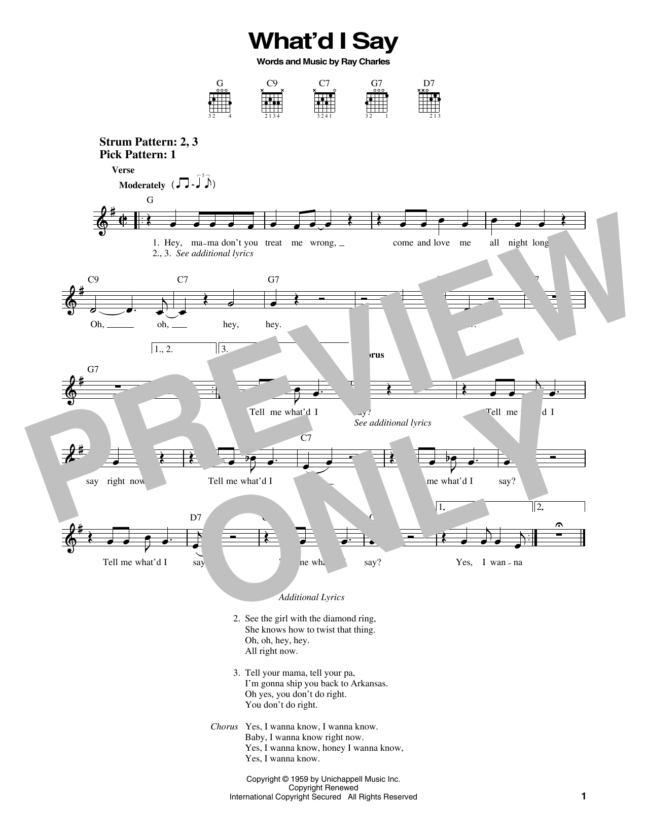 Elvis Presley What'd I Say sheet music notes and chords. Download Printable PDF.