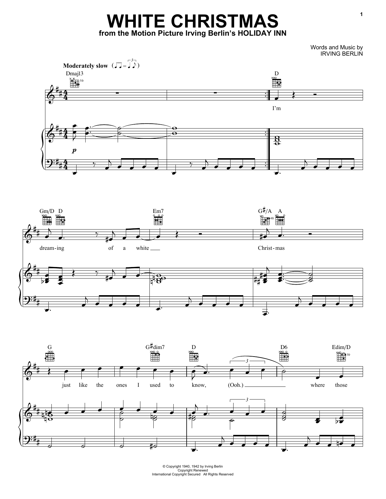 Elvis Presley White Christmas sheet music notes and chords. Download Printable PDF.