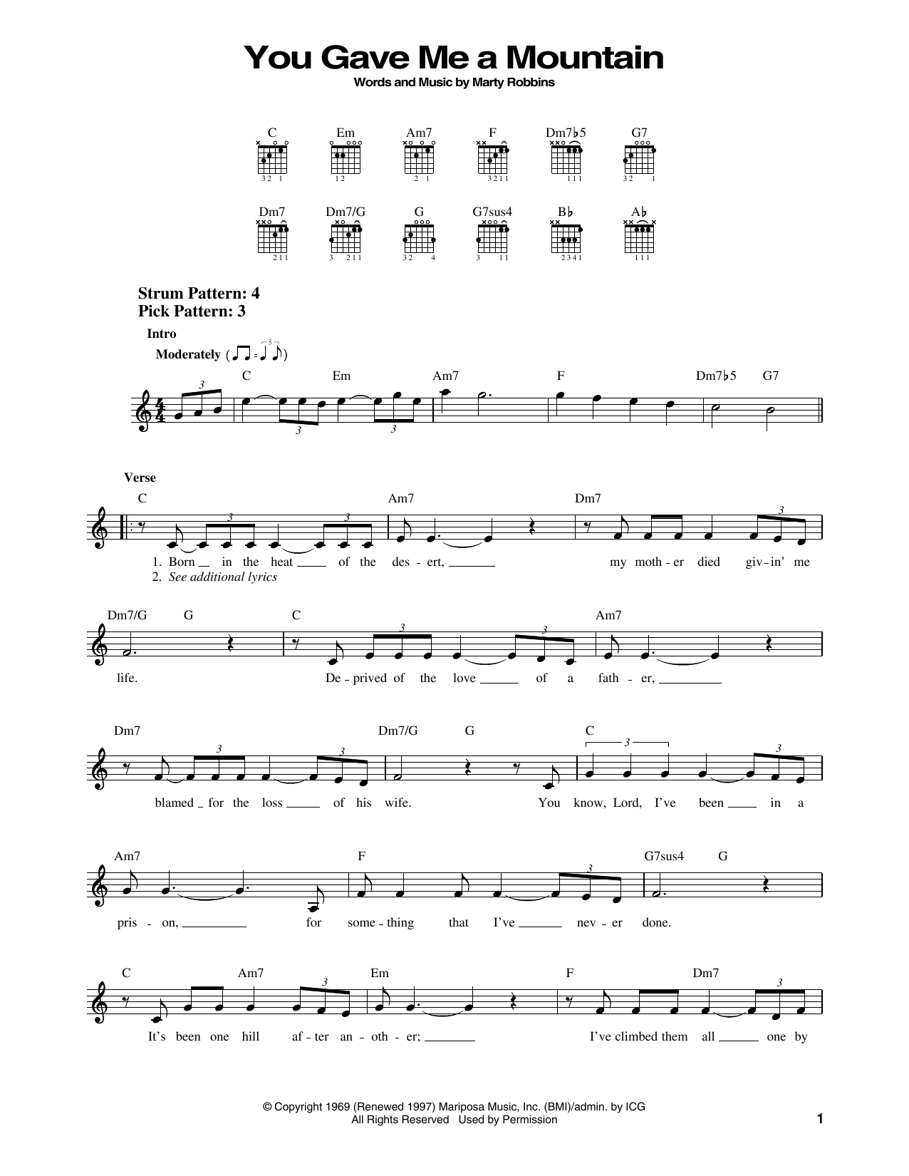 Elvis Presley You Gave Me A Mountain sheet music notes and chords. Download Printable PDF.