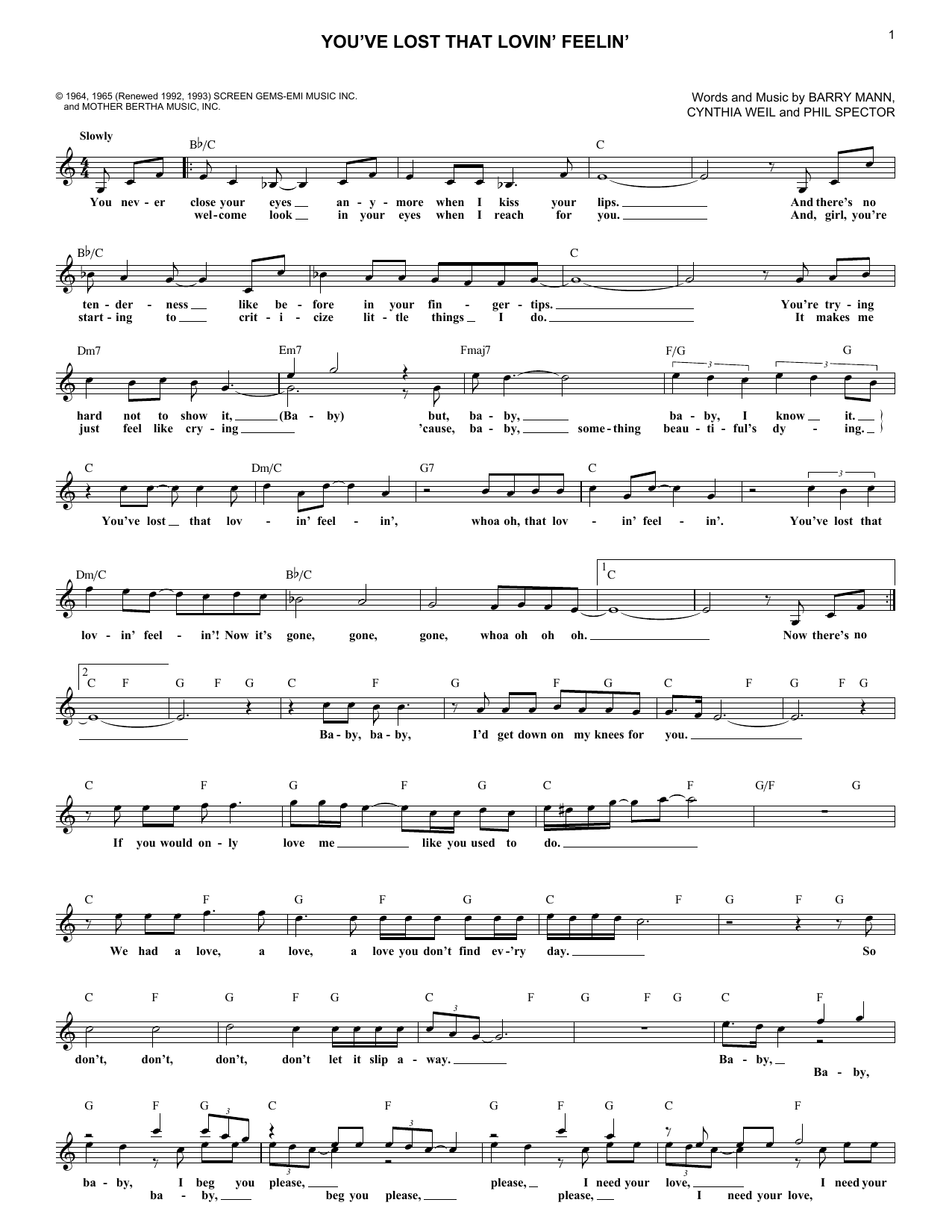 Elvis Presley You've Lost That Lovin' Feelin' sheet music notes and chords. Download Printable PDF.