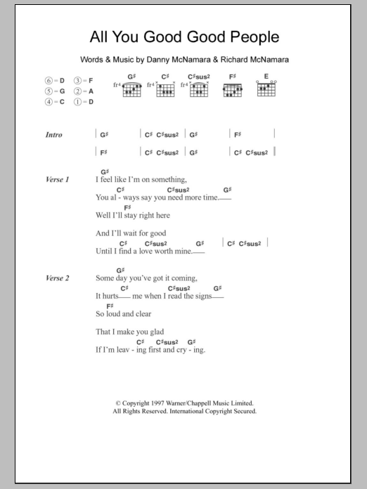 Embrace All You Good Good People sheet music notes and chords. Download Printable PDF.