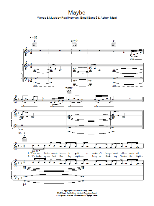 Emeli Sandé Maybe sheet music notes and chords arranged for Piano, Vocal & Guitar Chords