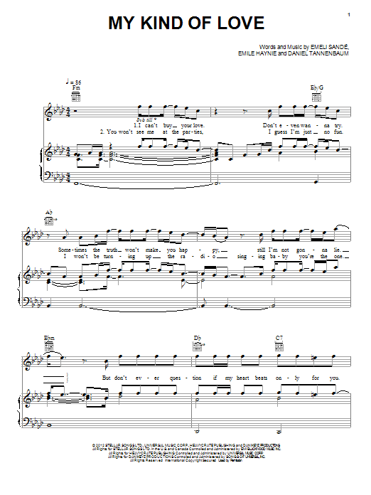 Learn to play Emeli Sande My Kind Of Love sheet music for Piano, Vocal & Guitar Chords in minutes. Price: 7.8900$ Emeli Sande My Kind Of Love sheet music notes and chords arranged for Piano, Vocal & Guitar Chords