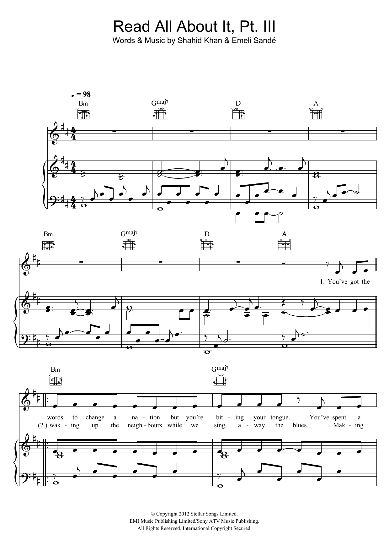 Emeli Sandé Read All About It, Part III sheet music notes and chords. Download Printable PDF.