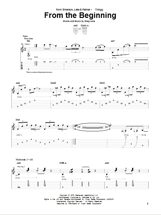 Emerson, Lake & Palmer From The Beginning sheet music notes and chords. Download Printable PDF.