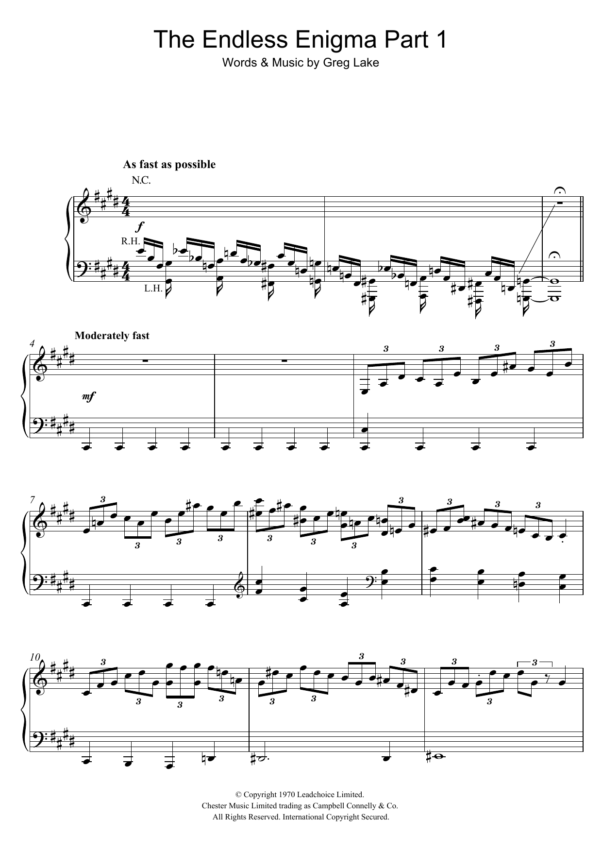 Learn to play Emerson, Lake & Palmer The Endless Enigma Part 1 sheet music for Piano, Vocal & Guitar Chords in minutes. Price: 7.8900$ Emerson, Lake & Palmer The Endless Enigma Part 1 sheet music notes and chords arranged for Piano, Vocal & Guitar Chords