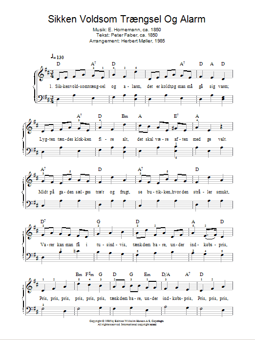 Emil Horneman Sikken Voldsom Trængsel Og Alarm sheet music notes and chords arranged for Piano Solo