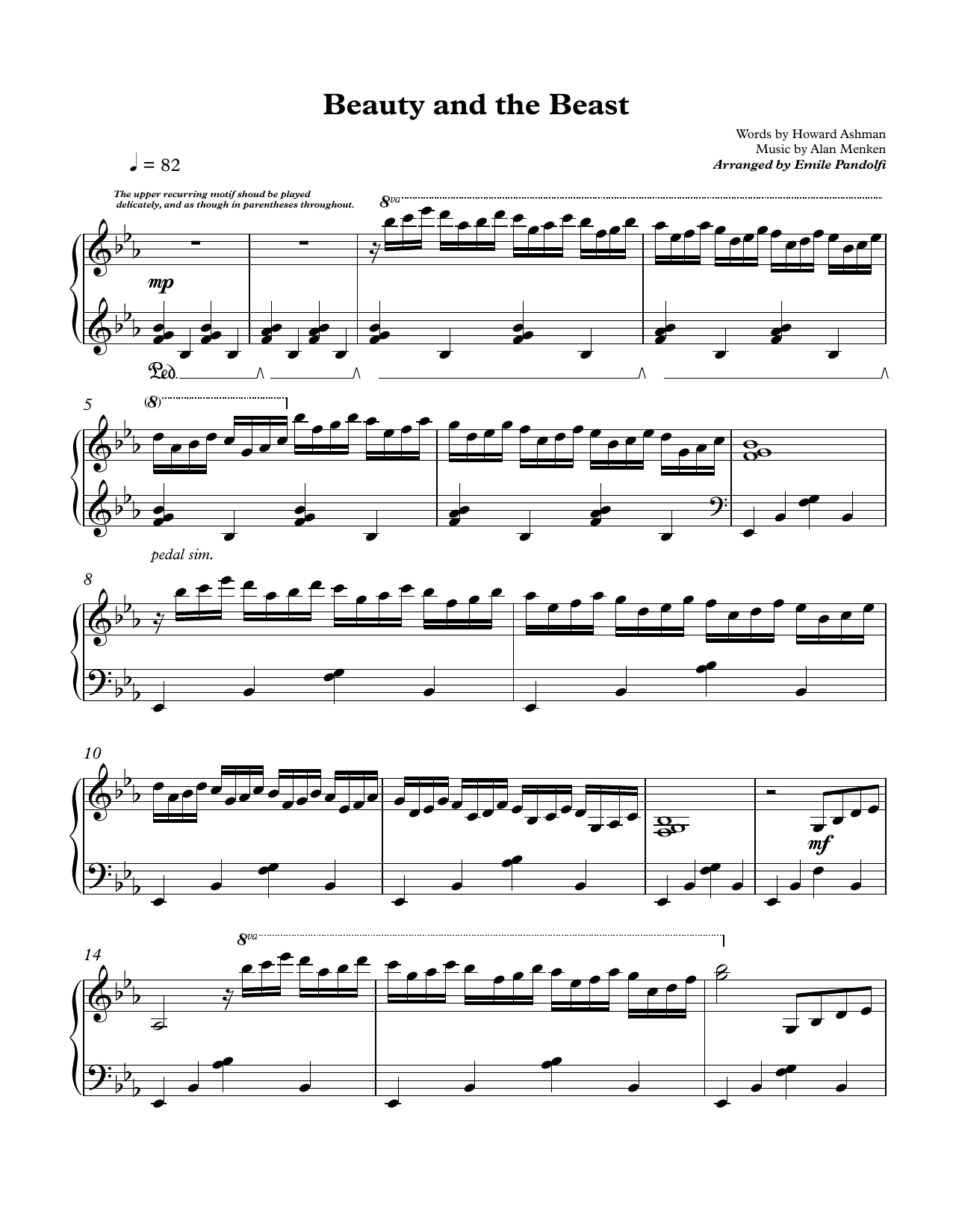 Emile Pandolfi Beauty And The Beast sheet music notes and chords. Download Printable PDF.