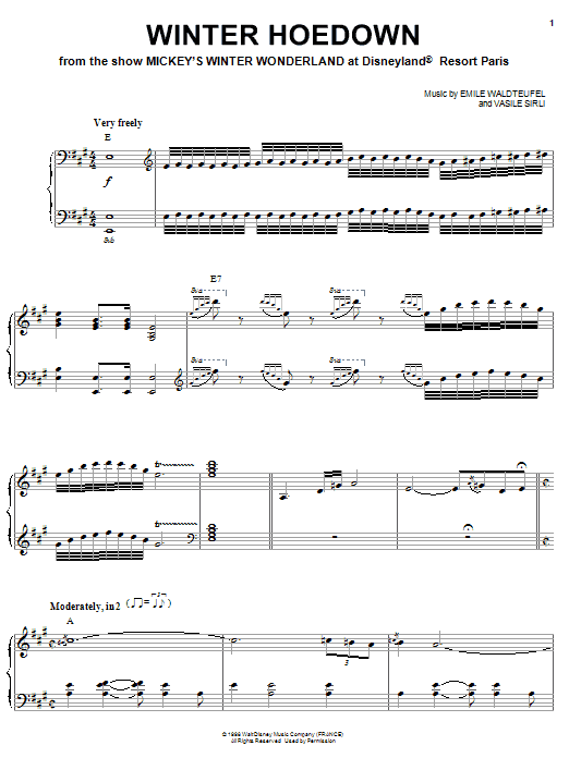 Emile Waldteufel Winter Hoedown sheet music notes and chords arranged for Piano, Vocal & Guitar Chords (Right-Hand Melody)