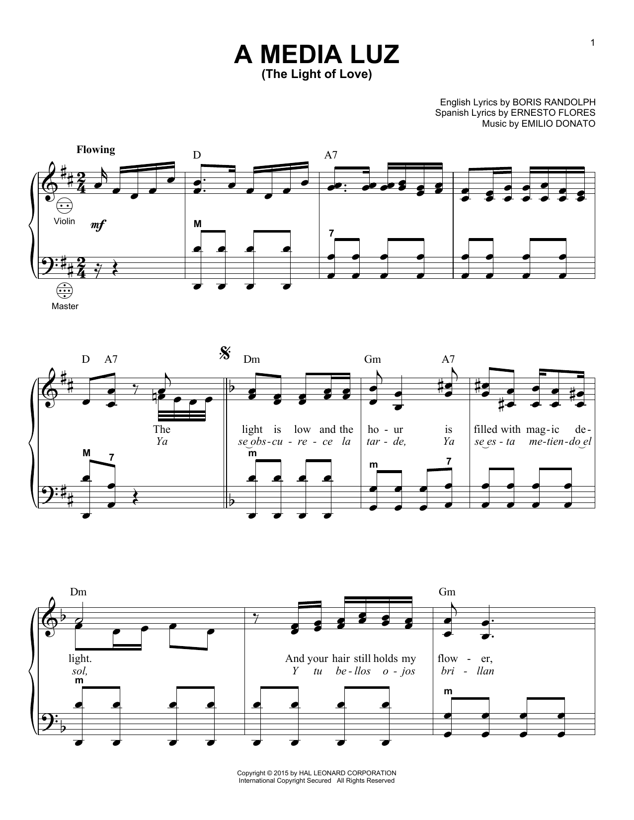 Emilio Donato A Media Luz (The Light Of Love) sheet music notes and chords. Download Printable PDF.