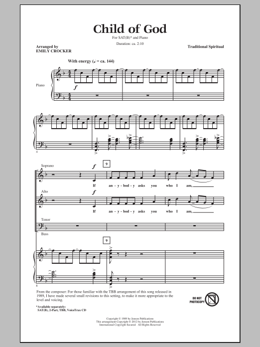 Emily Crocker Child Of God sheet music notes and chords. Download Printable PDF.