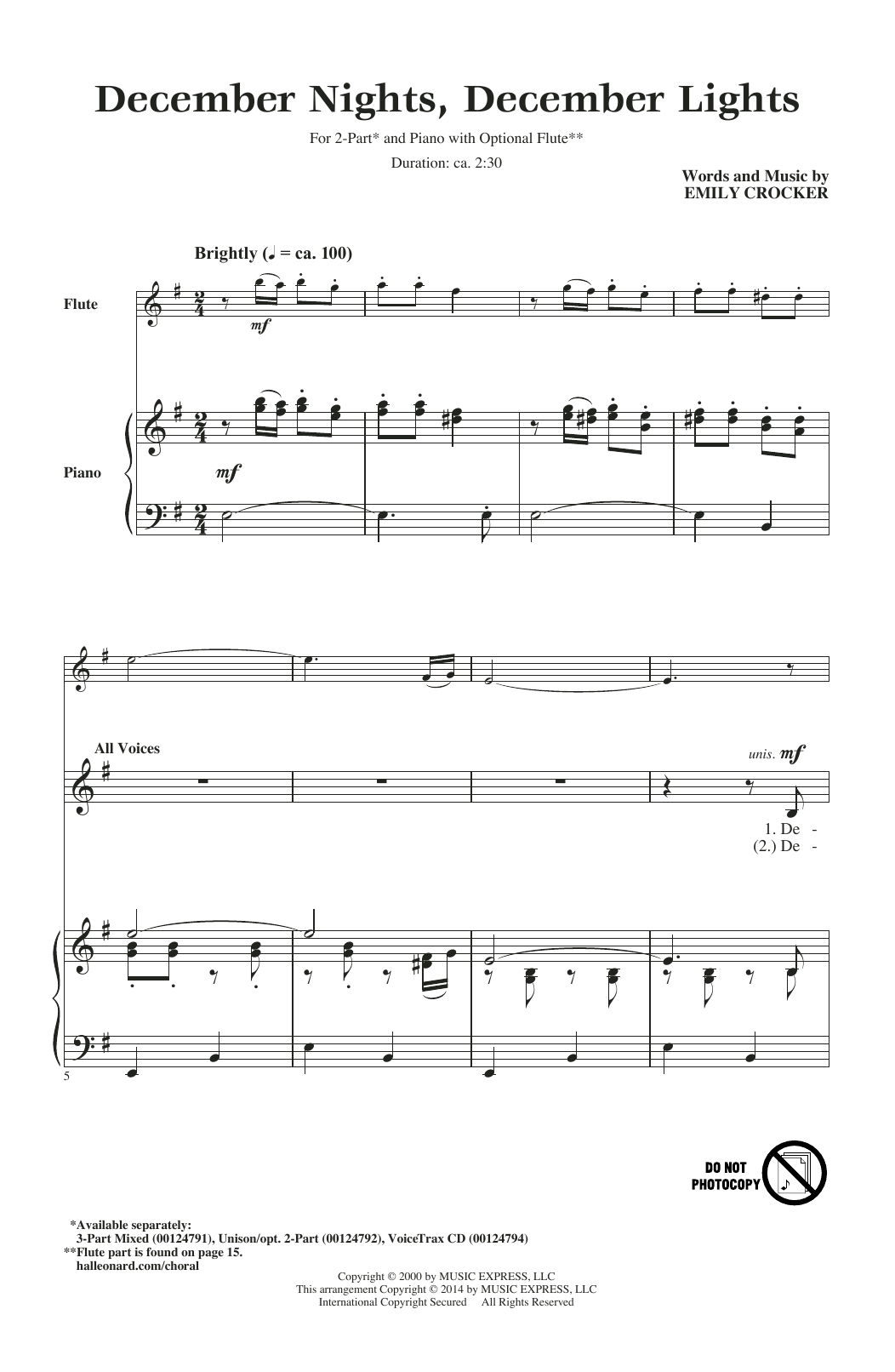 Emily Crocker December Nights, December Lights sheet music notes and chords. Download Printable PDF.