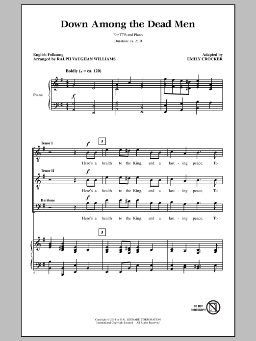 Emily Crocker Down Among The Dead Men sheet music notes and chords arranged for TTBB Choir