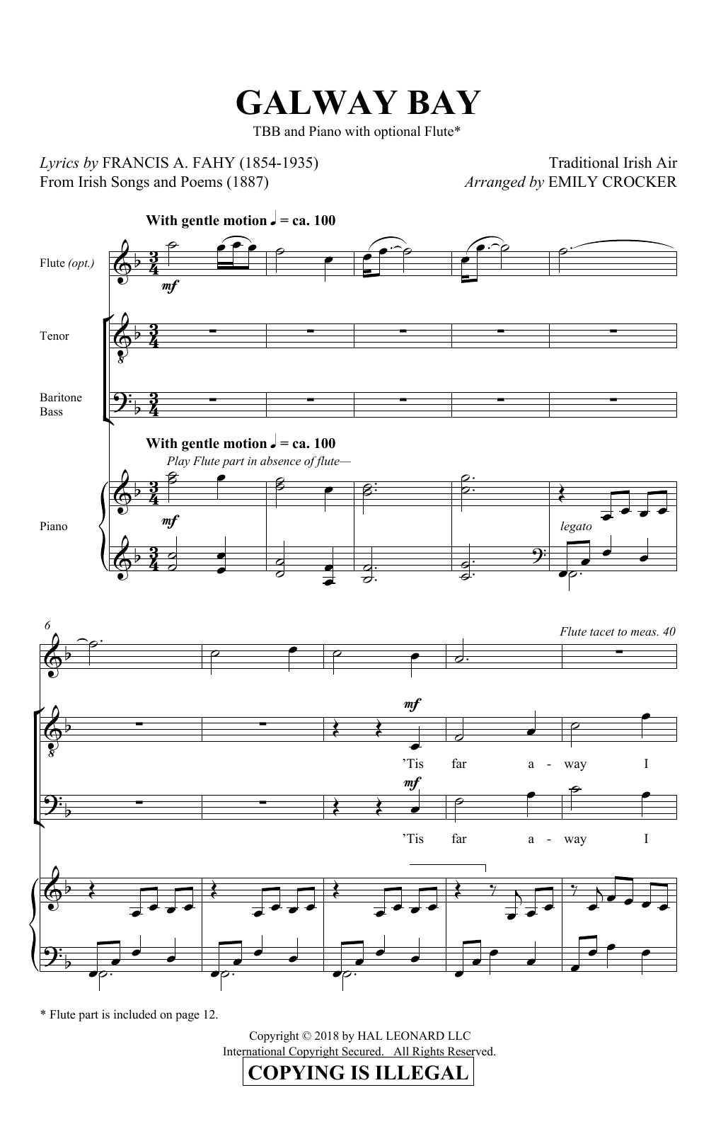 Emily Crocker Galway Bay sheet music notes and chords. Download Printable PDF.