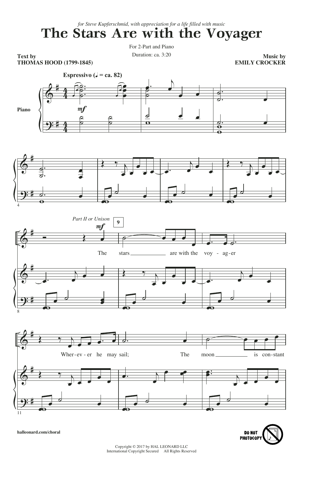 Learn to play Emily Crocker The Stars Are With The Voyager sheet music for 2-Part Choir in minutes. Price: 3.9900$ Emily Crocker The Stars Are With The Voyager sheet music notes and chords arranged for 2-Part Choir