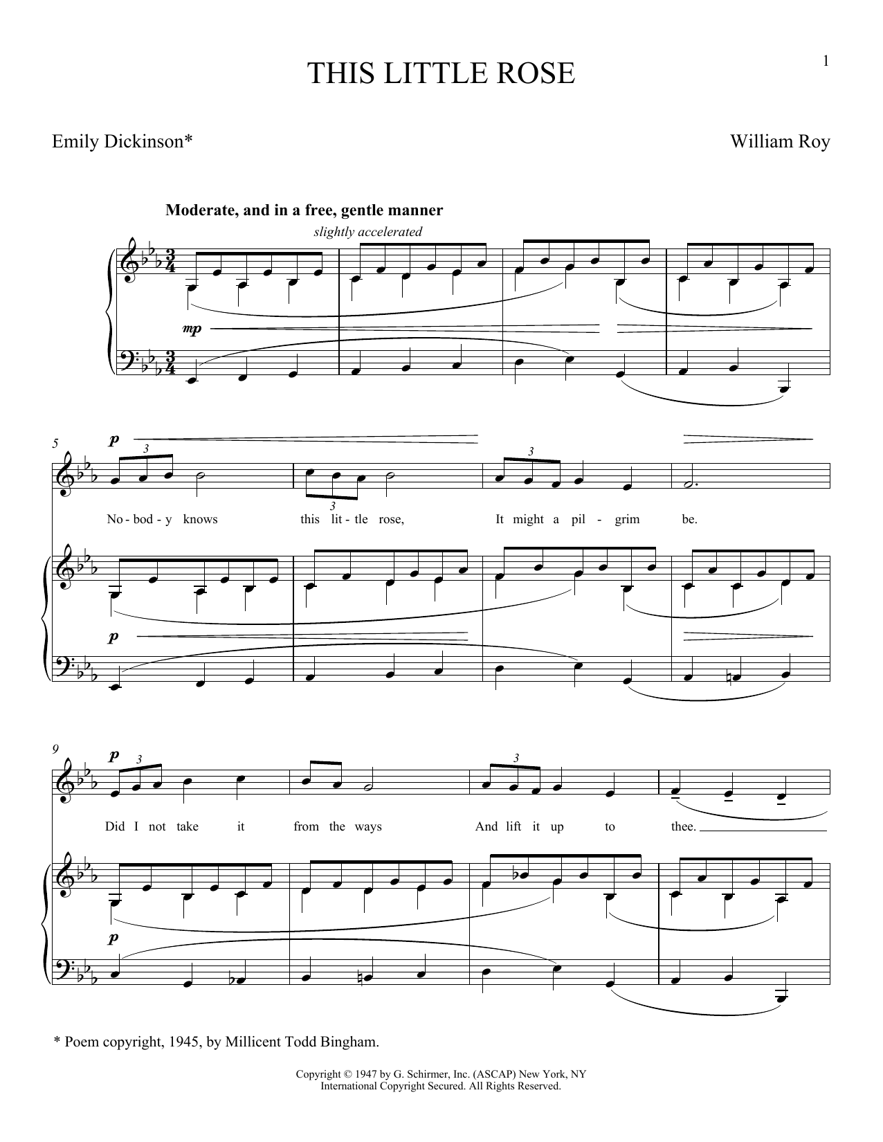 Emily Dickinson This Little Rose sheet music notes and chords. Download Printable PDF.