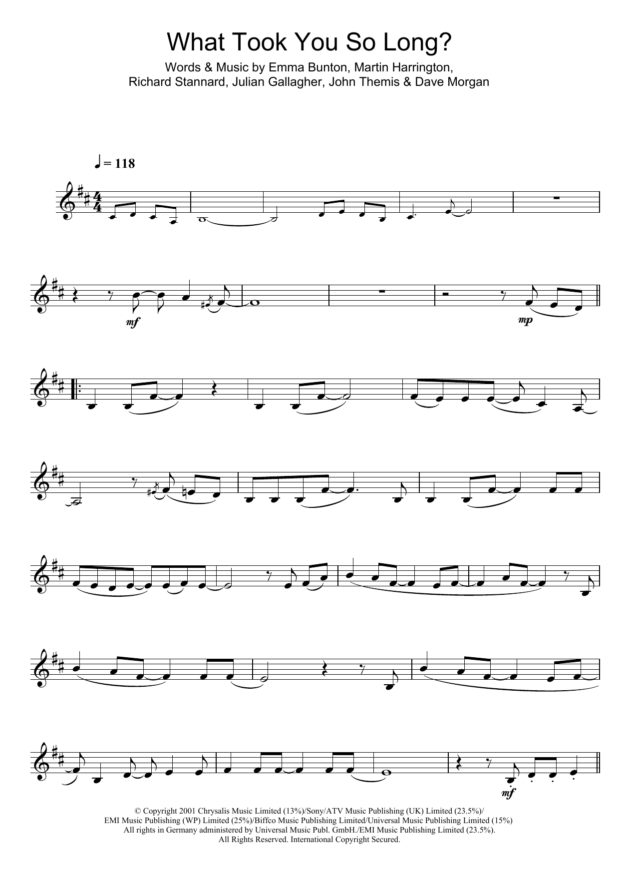 Emma Bunton What Took You So Long? sheet music notes and chords. Download Printable PDF.