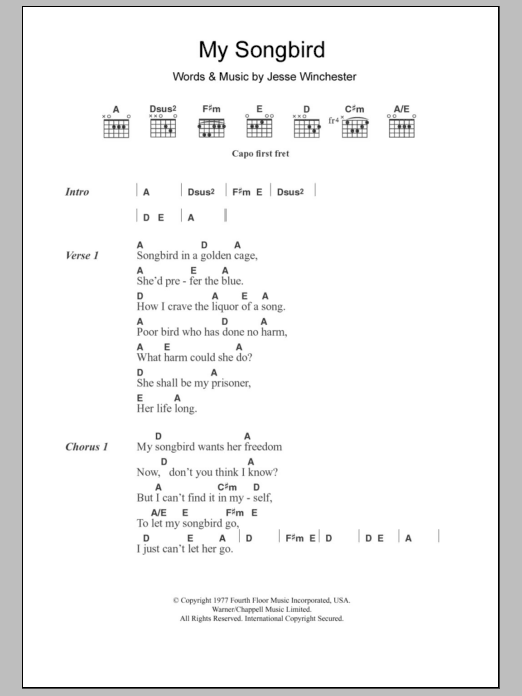 Emmylou Harris My Songbird sheet music notes and chords. Download Printable PDF.