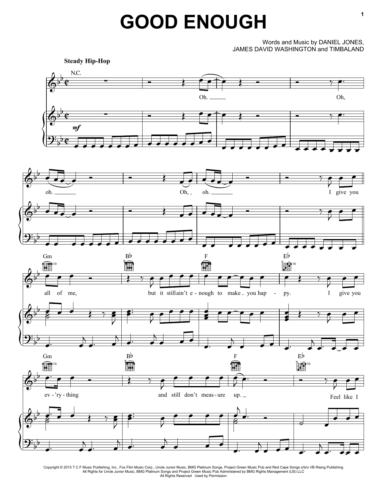 Learn to play Jamal Lyon/Jussie Smollett Good Enough sheet music for Piano, Vocal & Guitar Chords (Right-Hand Melody) in minutes. Price: 7.8900$ Jamal Lyon/Jussie Smollett Good Enough sheet music notes and chords arranged for Piano, Vocal & Guitar Chords (Right-Hand Melody)