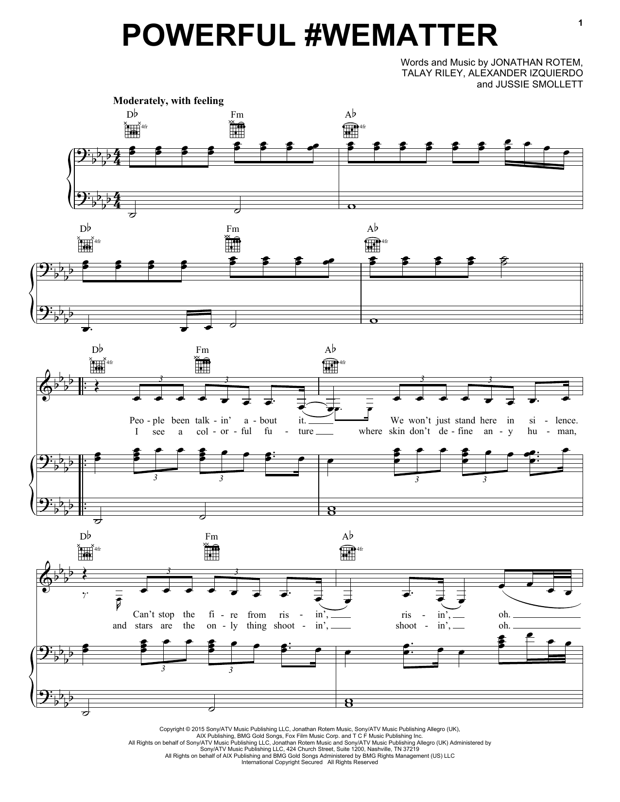 Empire Cast Powerful #WeMatter sheet music notes and chords arranged for Piano, Vocal & Guitar Chords (Right-Hand Melody)