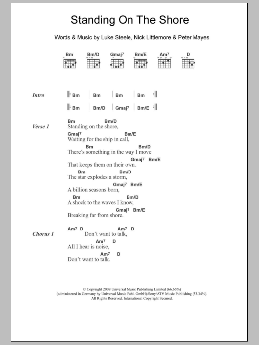 Empire Of The Sun Standing On The Shore sheet music notes and chords. Download Printable PDF.