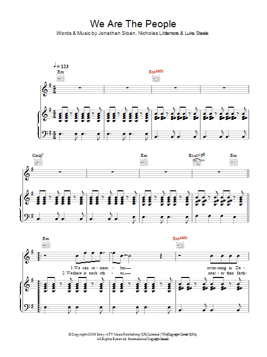 Empire Of The Sun We Are The People sheet music notes and chords. Download Printable PDF.