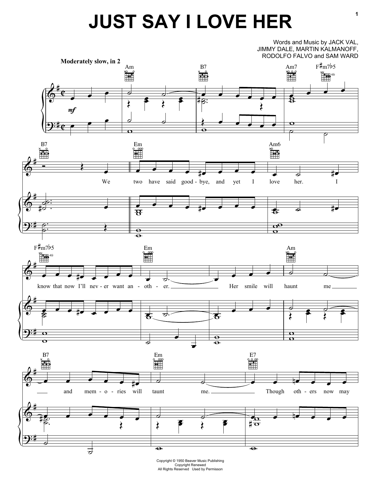 Engelbert Humperdinck Just Say I Love Her sheet music notes and chords. Download Printable PDF.