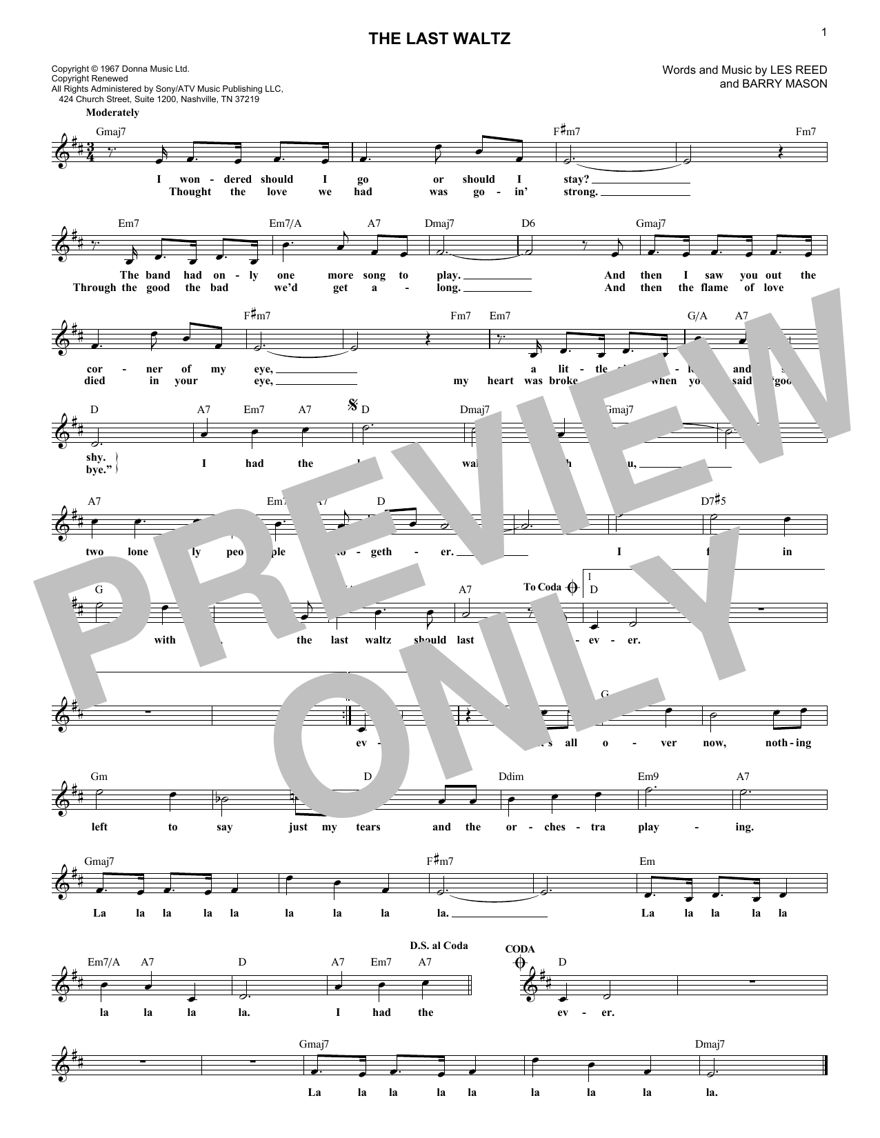 Engelbert Humperdinck The Last Waltz sheet music notes and chords. Download Printable PDF.