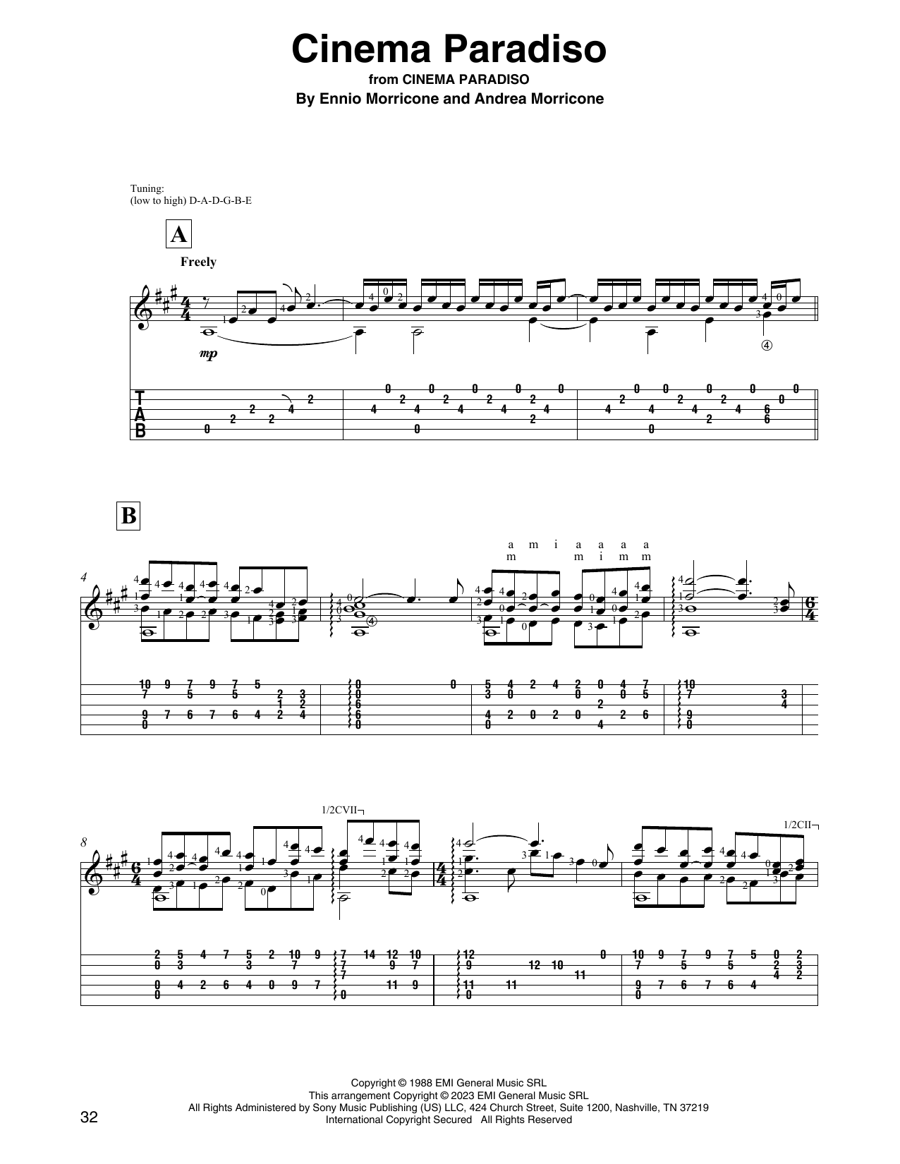 Ennio Morricone Cinema Paradiso (arr. David Jaggs) sheet music notes and chords arranged for Solo Guitar